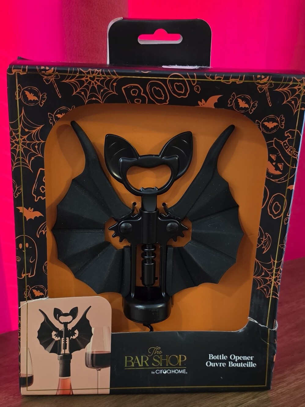 Black Bat Wing Wine Bottle Opener 2-in-1 Bat Corkscrew & Bottle Top Gothic Home